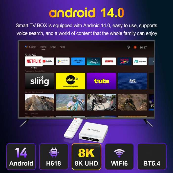H96 Max H618 Plus Android 14.0 Smart TV Box, 2GB+16GB, Allwinner H618 Quad-core ARM Cortex-A53(UK...