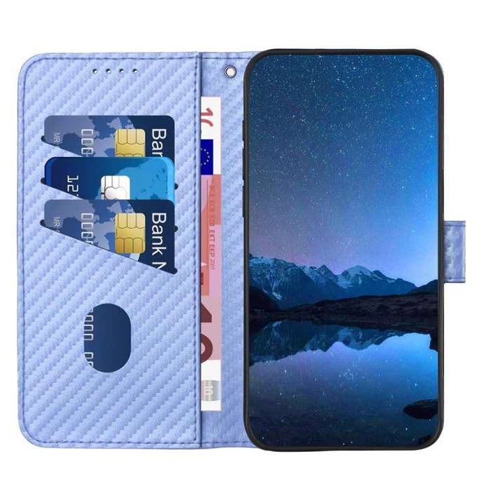 For Samsung Galaxy XCover7 Pro YX0070 Carbon Fiber Buckle Leather Phone Case with Lanyard(Light P...