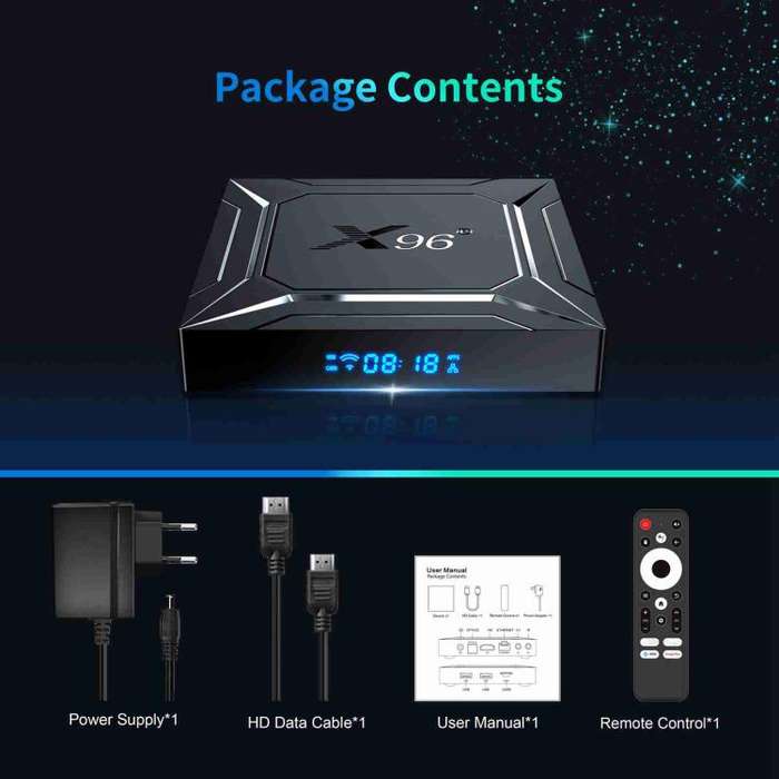 X96 M200 YB951 Android 14.0 Smart TV Box, 4GB+64GB, Amlogic S905X5M Quad-core ARM Cortex A55(UK P...