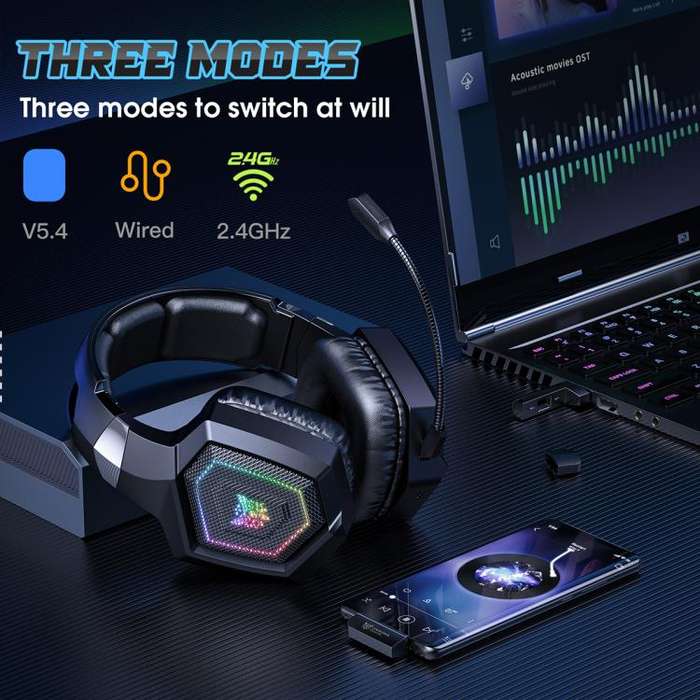 ONIKUMA GT806 Tri-mode Bluetooth 2.4G Wired E-sports Game Headset(Black)