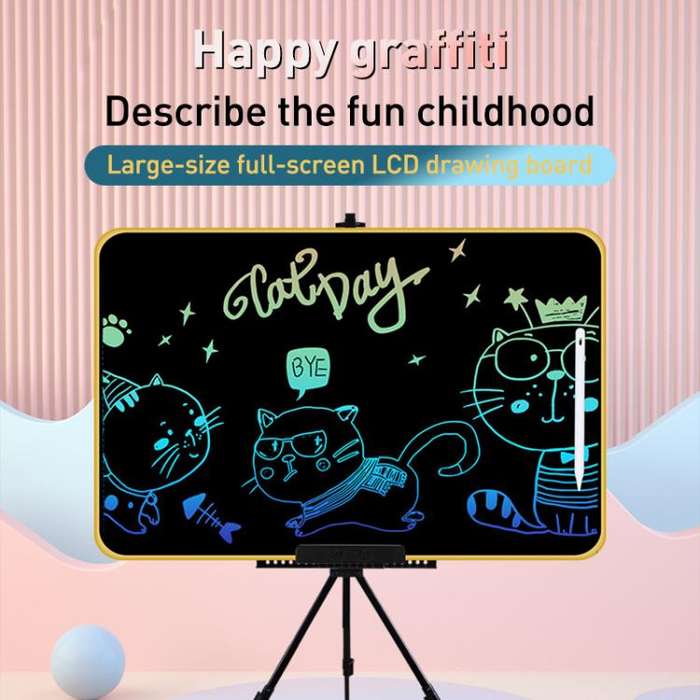 Rechargeable Children Graffiti LCD Drawing Board, Style:16 inch Pink / Color Writing