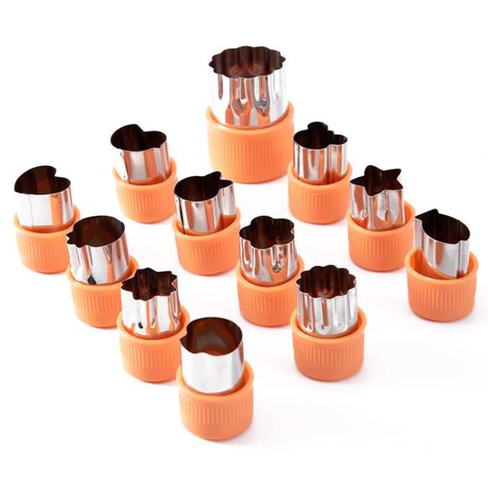 Stainless Steel Irregular Biscuit Mold Fruit Begetable Cutting Mold, Style:12pcs / Set Orange