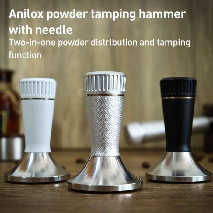 53.3mm Mesh Texture Coffee Powder Pressing Hammer Stainless Steel Cloth Powder(Black)