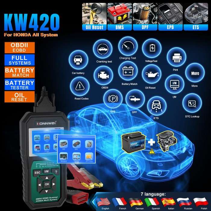 KONNWEI KW420 2.8 inch Color Screen Car OBD2 Fault Diagnostic Scan Tool for Honda(Black Green)