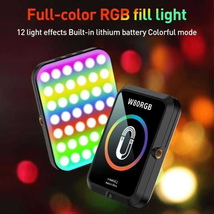 W80 Multifunctional Portable Magnetic Fill Light, Style:RGB Light
