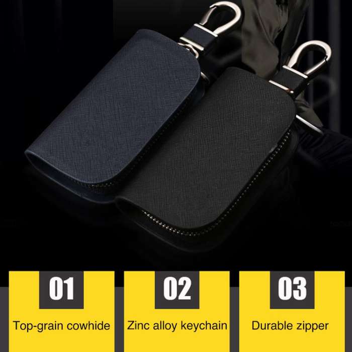 Universal Car Key Case Car Key Cowhide Leather Protective Cover(Dark Green)