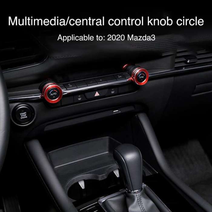 For Mazda Axela CX-30 2020-2022 2pcs Multimedia / Central Control Knob Metal Decorative Ring(Black)