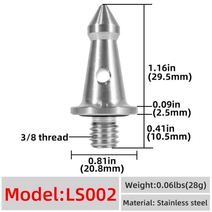 BEXIN LS002 Stainless Steel Tripod Spikes with 3/8 Screw for DSLR Tripods and Monopods(Steel Color)