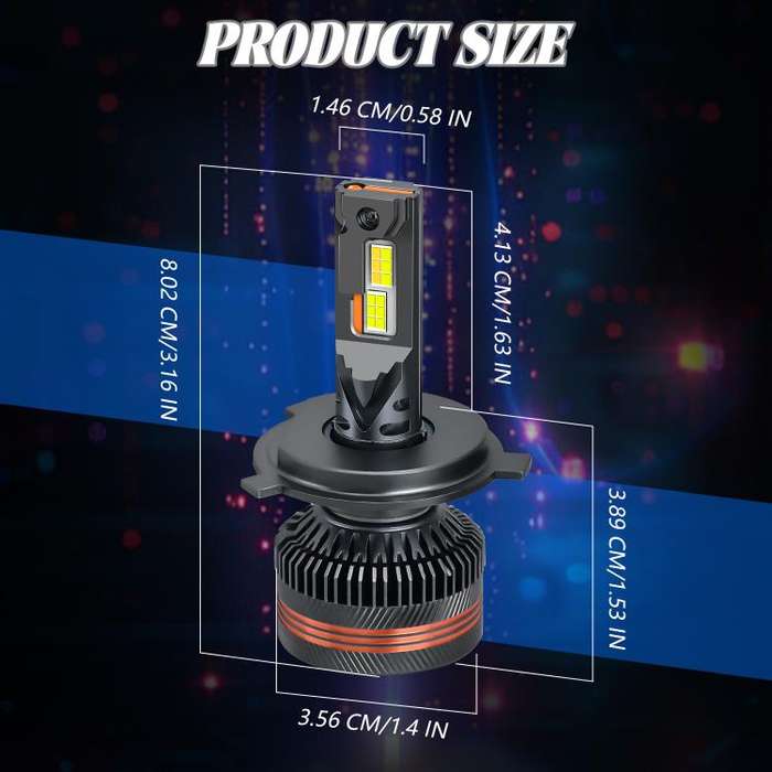 H4 2pcs/Pack 60W 8000LM 6000K Three Color Remote Control Car LED Headlight Bulb