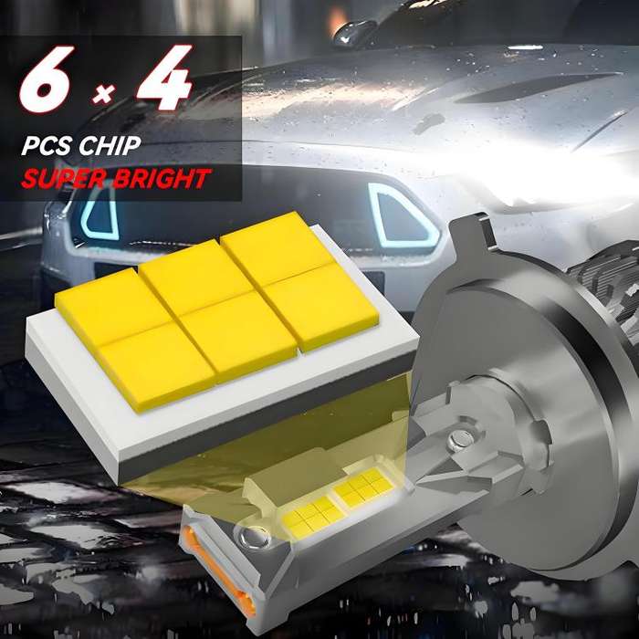 H4 2pcs/Pack 50W 6000LM 6000K Car Double Copper Tube LED Headlight Bulb(Gun Color)