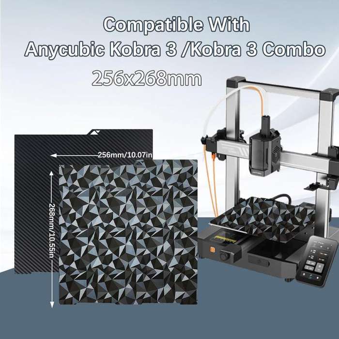 3D Printer Build Plate Spring Steel Sheet For ANYCUBIC 268x256mm, Style:PET Carbon Fiber + PEO Di...