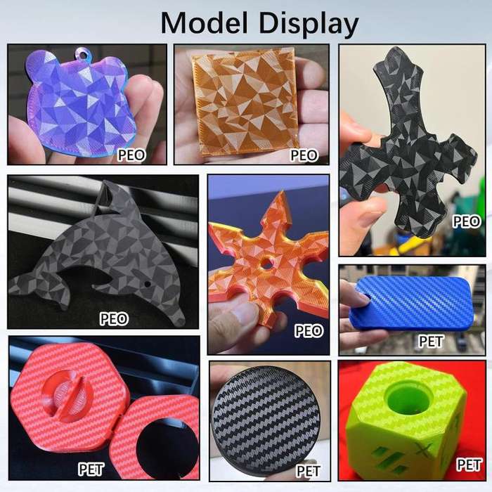 3D Printer Build Plate Spring Steel Sheet For ANYCUBIC 268x256mm, Style:PET Carbon Fiber + PEO Di...