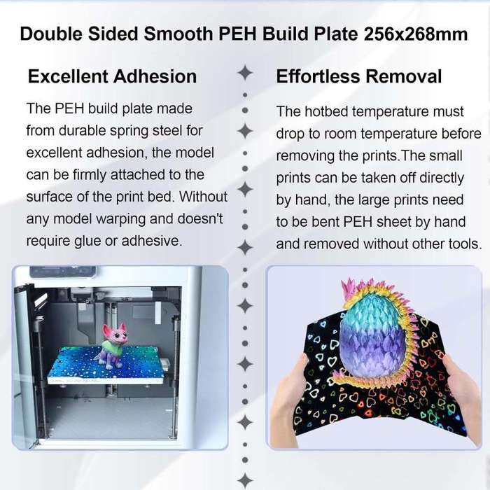 3D Printer Build Plate Spring Steel Sheet For ANYCUBIC 268x256mm, Style:Love + Water Drop PEH Film