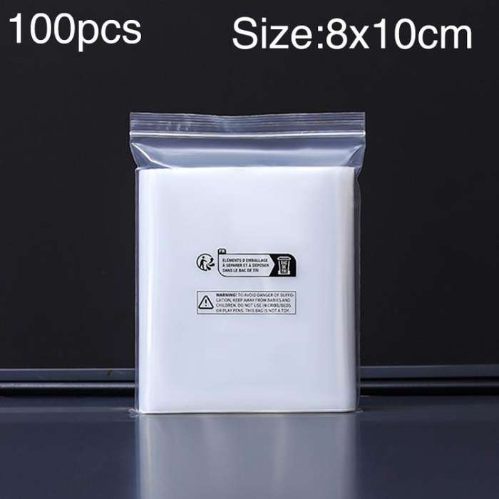 100pcs Double Layer Environmental Label Warning Printed Ziplock Bag, Size:8 x 10cm 12 Wire