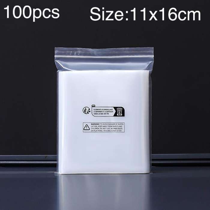 100pcs Double Layer Environmental Label Warning Printed Ziplock Bag, Size:11 x 16cm 12 Wire