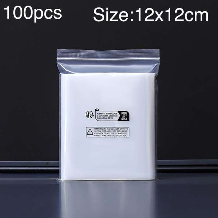 100pcs Double Layer Environmental Label Warning Printed Ziplock Bag, Size:12 x 12cm 12 wire