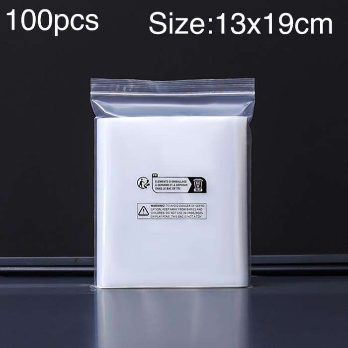 100pcs Double Layer Environmental Label Warning Printed Ziplock Bag, Size:13 x 19cm 10 Wire