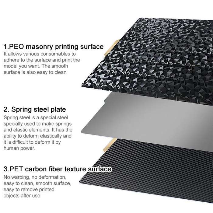 PET Carbon Fiber PEO Diamond Film Double-Sided 3D Printer Build Plate, Size:235x235mm