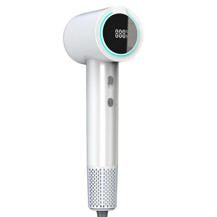 WG-F02 LED Digital Display High Speed Negative Ion Hair Dryer, UK Plug(White)