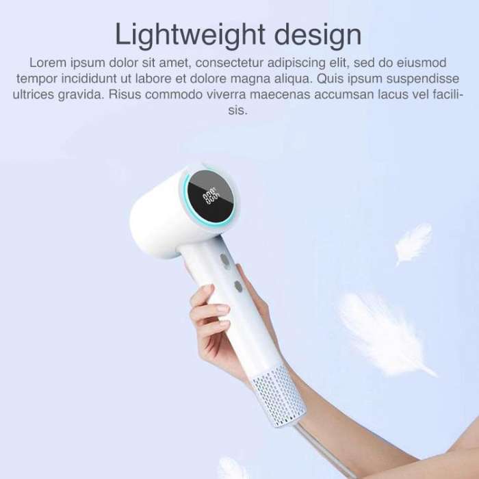 WG-F02 LED Digital Display High Speed Negative Ion Hair Dryer, UK Plug(White)