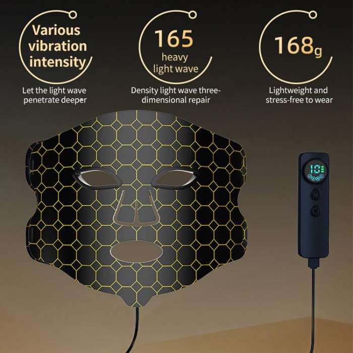 WG-B-M03 Vibration Massage Photon Mask Photon Rejuvenation Facial Beauty Device, US Plug(Black)