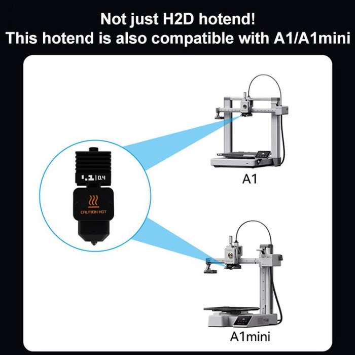 3D Printer Removable Nozzle Hot End For Bambu Lab H2D, Style:0.4mm Hardened Steel