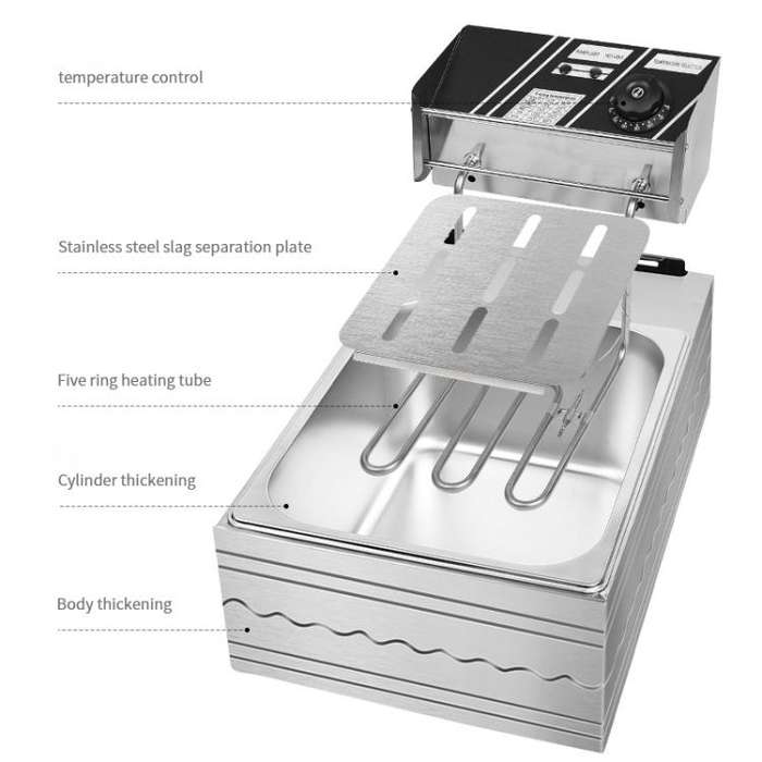 Multifunctional Commercial Stainless Steel Thick Electric Fryer Electric Boiler, Dual Cylinder 12...