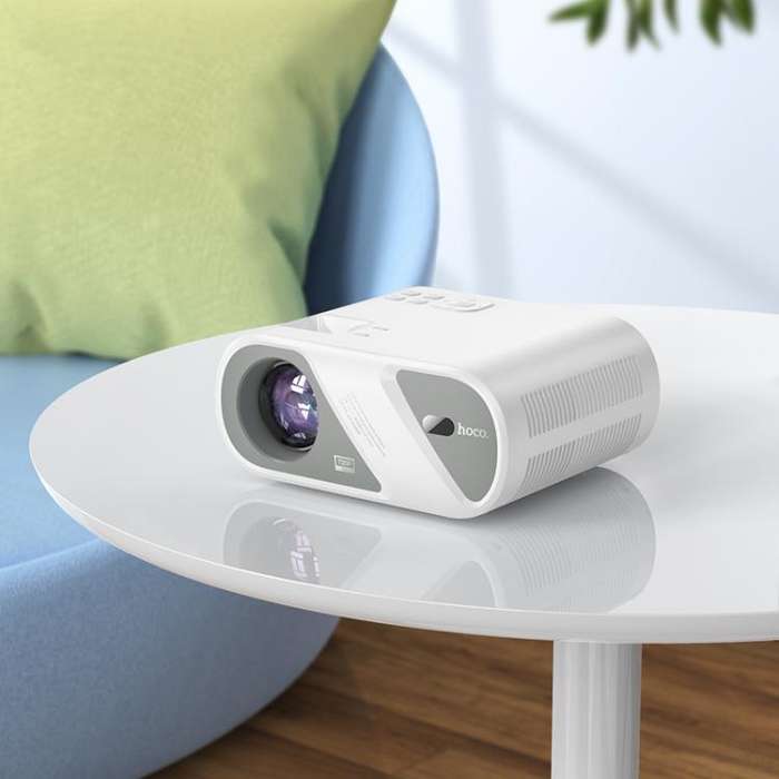 hoco DT1 1280x720P 140ANSI WiFi Bluetooth Wireless Projector Same Screen Version, US Plug(White)