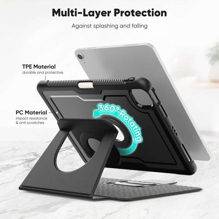 For iPad Air 11 2025 / 2024 Honeycomb Magnetic Rotation Holder Leather Smart Tablet Case(Black)