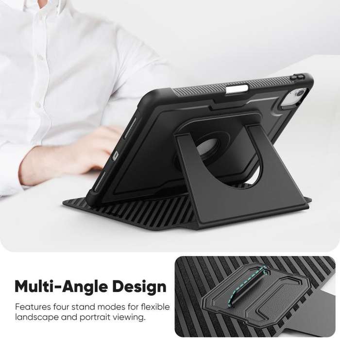 For iPad Air 11 2025 / 2024 Honeycomb Magnetic Rotation Holder Leather Smart Tablet Case(Black)