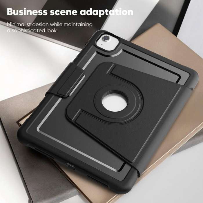 For iPad Air 11 2025 / 2024 Honeycomb Magnetic Rotation Holder Leather Smart Tablet Case(Black)