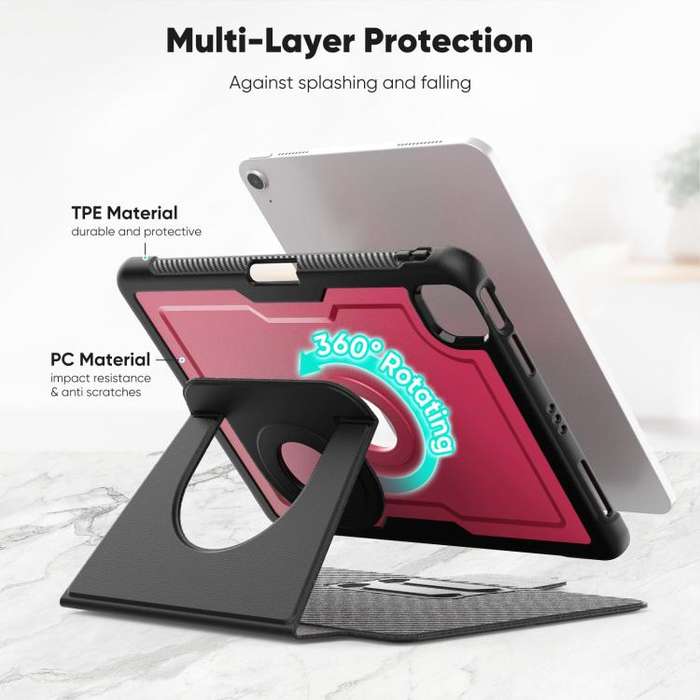 For iPad Air 11 2025 / 2024 Honeycomb Magnetic Rotation Holder Leather Smart Tablet Case(Wine Red)