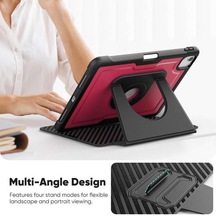 For iPad Air 11 2025 / 2024 Honeycomb Magnetic Rotation Holder Leather Smart Tablet Case(Wine Red)