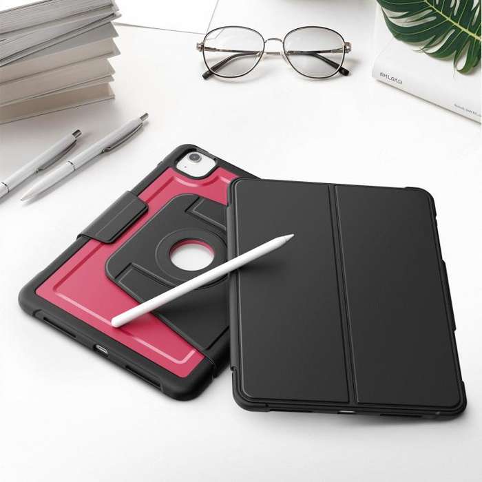 For iPad Air 11 2025 / 2024 Honeycomb Magnetic Rotation Holder Leather Smart Tablet Case(Wine Red)