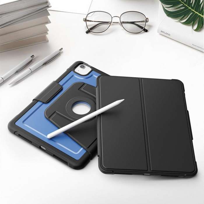 For iPad Air 11 2025 / 2024 Honeycomb Magnetic Rotation Holder Leather Smart Tablet Case(Blue)
