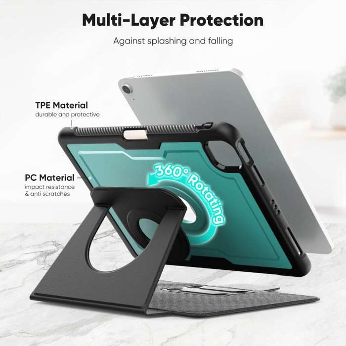 For iPad Air 11 2025 / 2024 Honeycomb Magnetic Rotation Holder Leather Smart Tablet Case(Dark Green)