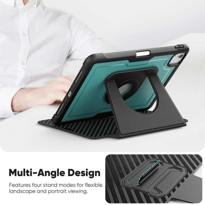 For iPad Air 11 2025 / 2024 Honeycomb Magnetic Rotation Holder Leather Smart Tablet Case(Dark Green)