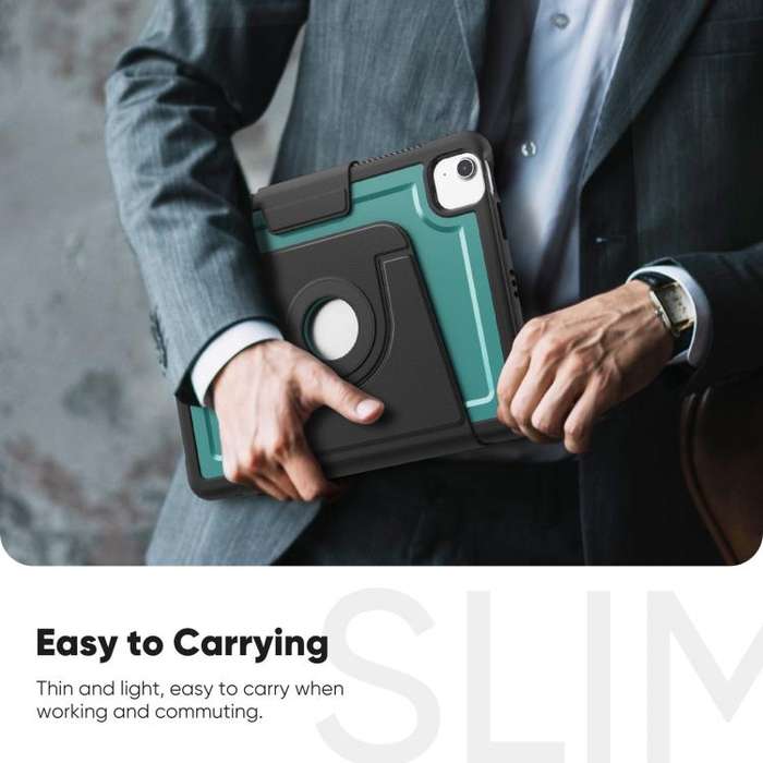 For iPad Air 11 2025 / 2024 Honeycomb Magnetic Rotation Holder Leather Smart Tablet Case(Dark Green)