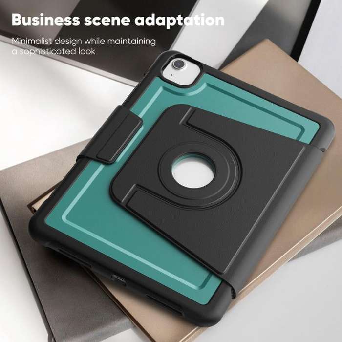 For iPad Air 11 2025 / 2024 Honeycomb Magnetic Rotation Holder Leather Smart Tablet Case(Dark Green)