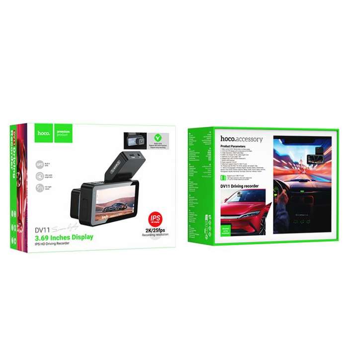 hoco DV11 2K 3.69 inch IPS Screen Display GPS Driving Recorder(Silver Grey)