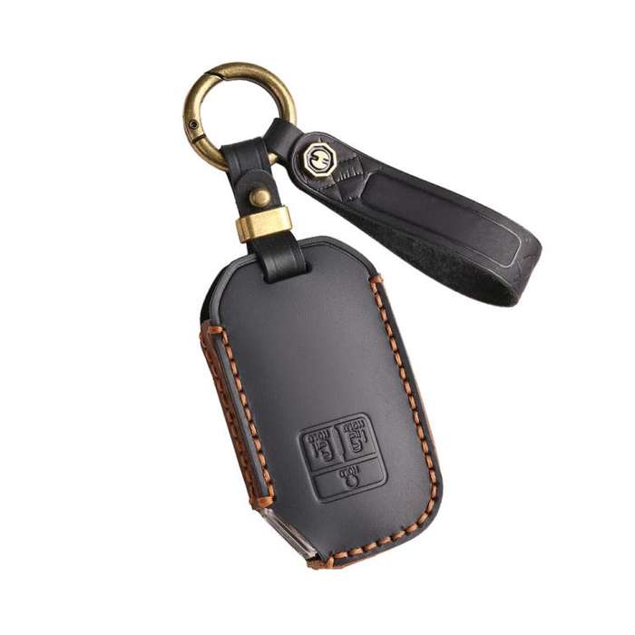 For Kia Carnival Hallmo B087 Crazy Horse Cowhide Car Key Protection Cover(Black)