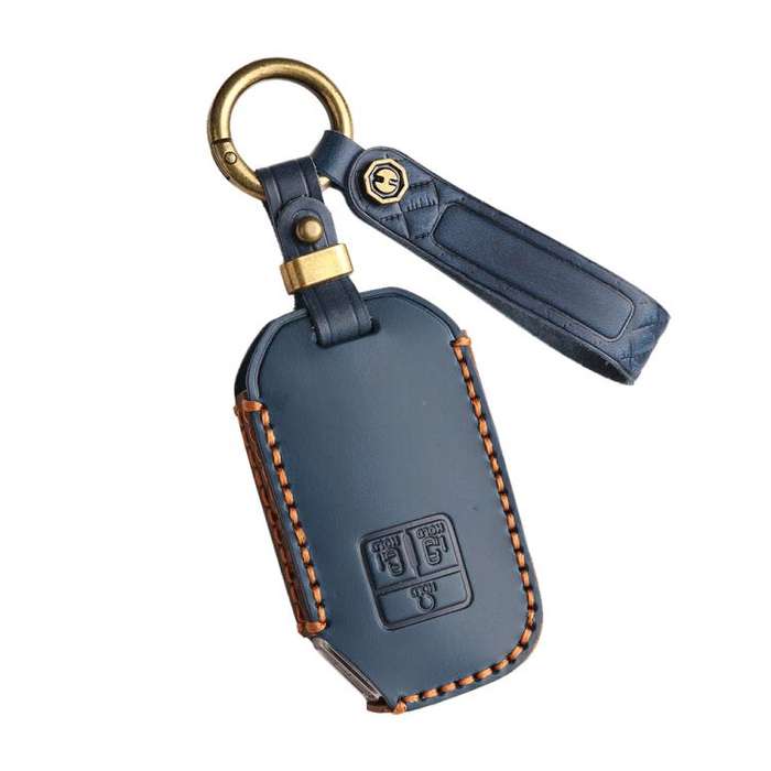 For Kia Carnival Hallmo B087 Crazy Horse Cowhide Car Key Protection Cover(Blue)