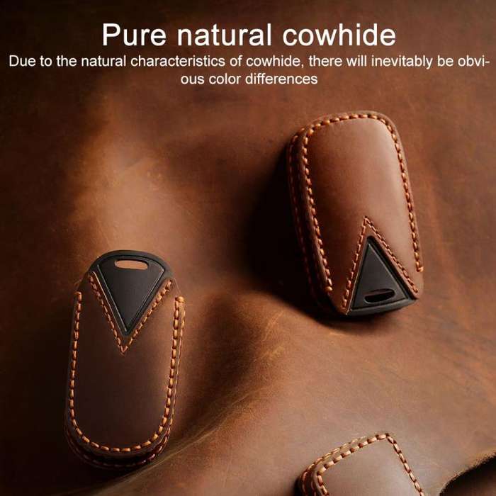 For Kia Carnival Hallmo B087 Crazy Horse Cowhide Car Key Protection Cover(Brown)
