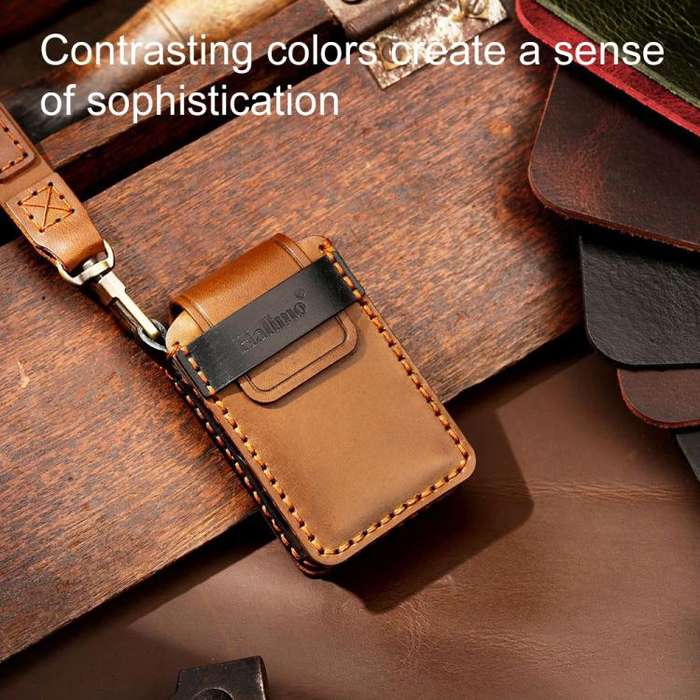 For Volvo XC60 / XC90 / S90 6-button C047 Crazy Horse Cowhide Car Key Protection Cover(Blue)
