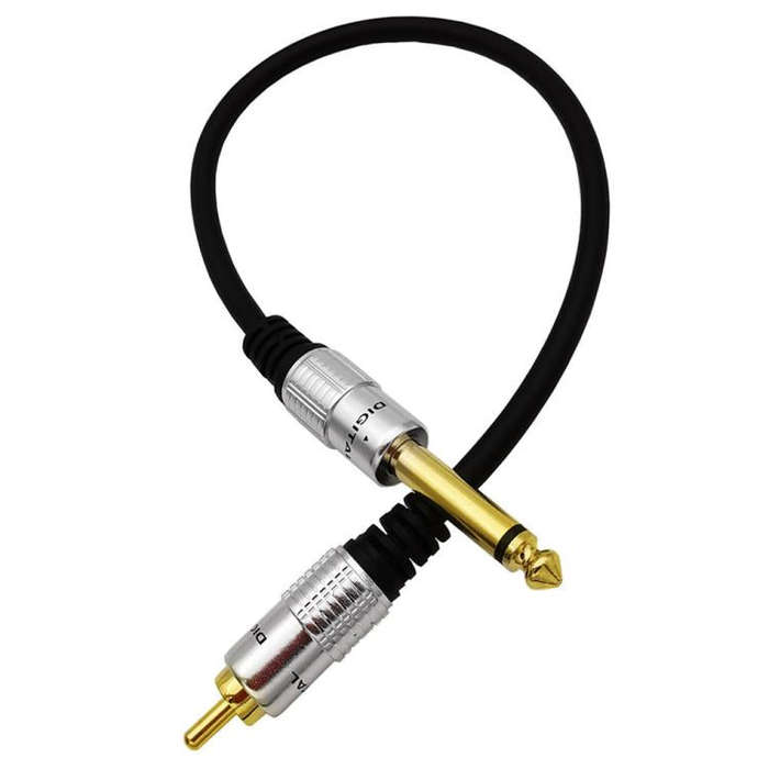6.35mm Mono Plug Male to RCA Male Audio Adapter Cable for Ampfler, Speaker, Guitar, Length:0.3m(B...