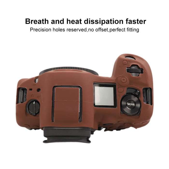 For Canon EOS R5 Mark II / R5II Glossy Soft Silicone Protective Case(Coffee)