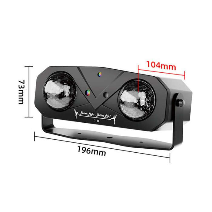 Double Magic Ball Laser Light LED Water Ripple RGB Rotating Stage Lamp, Style:EU Plug(Black)
