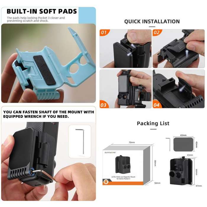 For DJI OSMO Pocket 3 Sunnylife Multifunctional Magnetic Mount Tabletop Base Bracket(Blue)