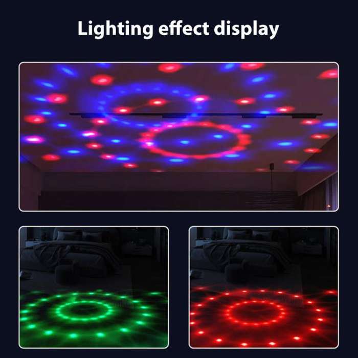 Stripe Magic Ball Light LED RGB Rotating Stage Lamp, Style:No Remote Control(Black)