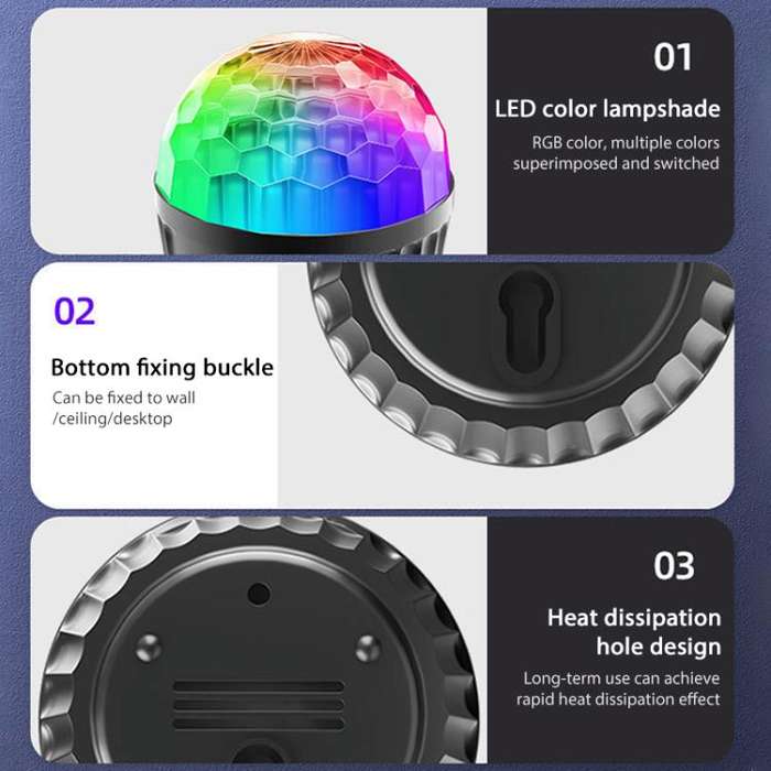 Stripe Magic Ball Light LED RGB Rotating Stage Lamp, Style:No Remote Control(Black)